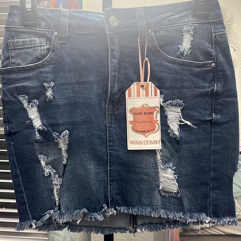 Wax jeans medium blue denim skirt